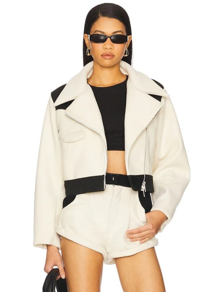 Understated Leather X Revolve Love Story Jacket In Black & Cream